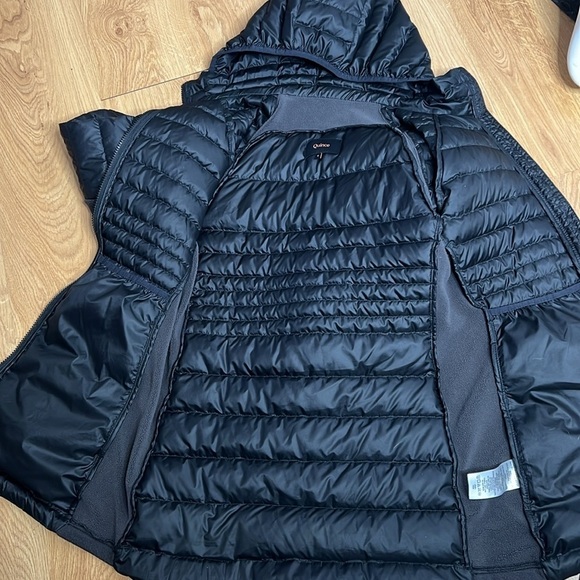 Quince Sz S Lightweight Down Packable Long Puffer Jacket Black with Hood - Picture 9 of 12